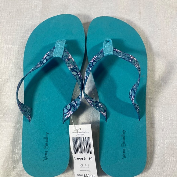 NWT Vera Bradley Webbing Strap Flip Flops, Peacock Garden, Size L (Women's 9/10) - Picture 2 of 8